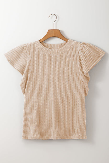 Threaded Pear Brynn Textured Flutter Sleeve Top