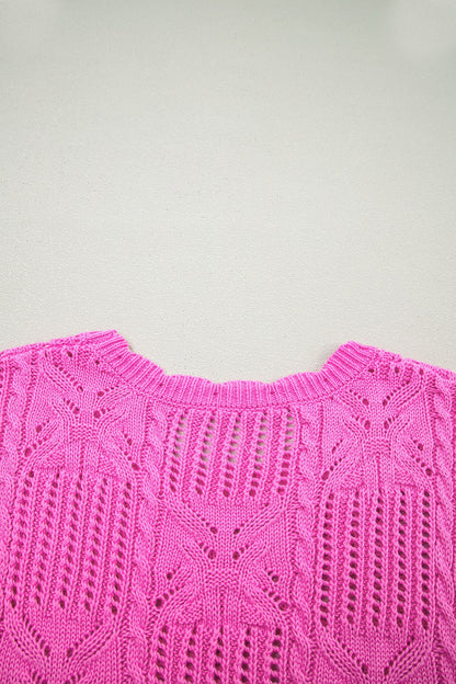 Threaded Pear Ainara Trim Short Sleeve Sweater