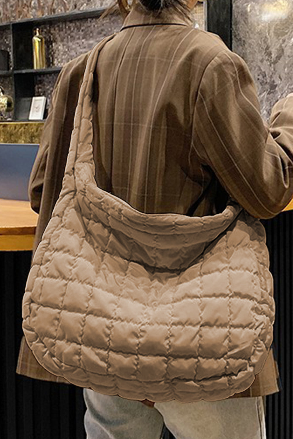 Threaded Pear Kylie Quilted Zipper Tote Bag