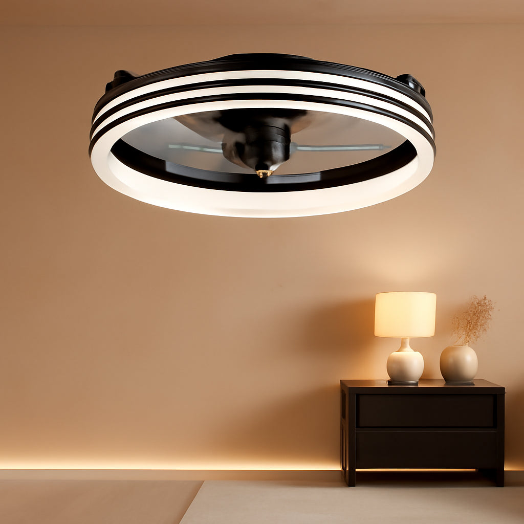 Ceiling Fans with Lights, Flush Mount Ceiling Fan with Lights and Remote, 6 Wind Speeds Smart Low Profile Ceiling Fan for Bedroom, Kids Room and Living Room 20" (Black)