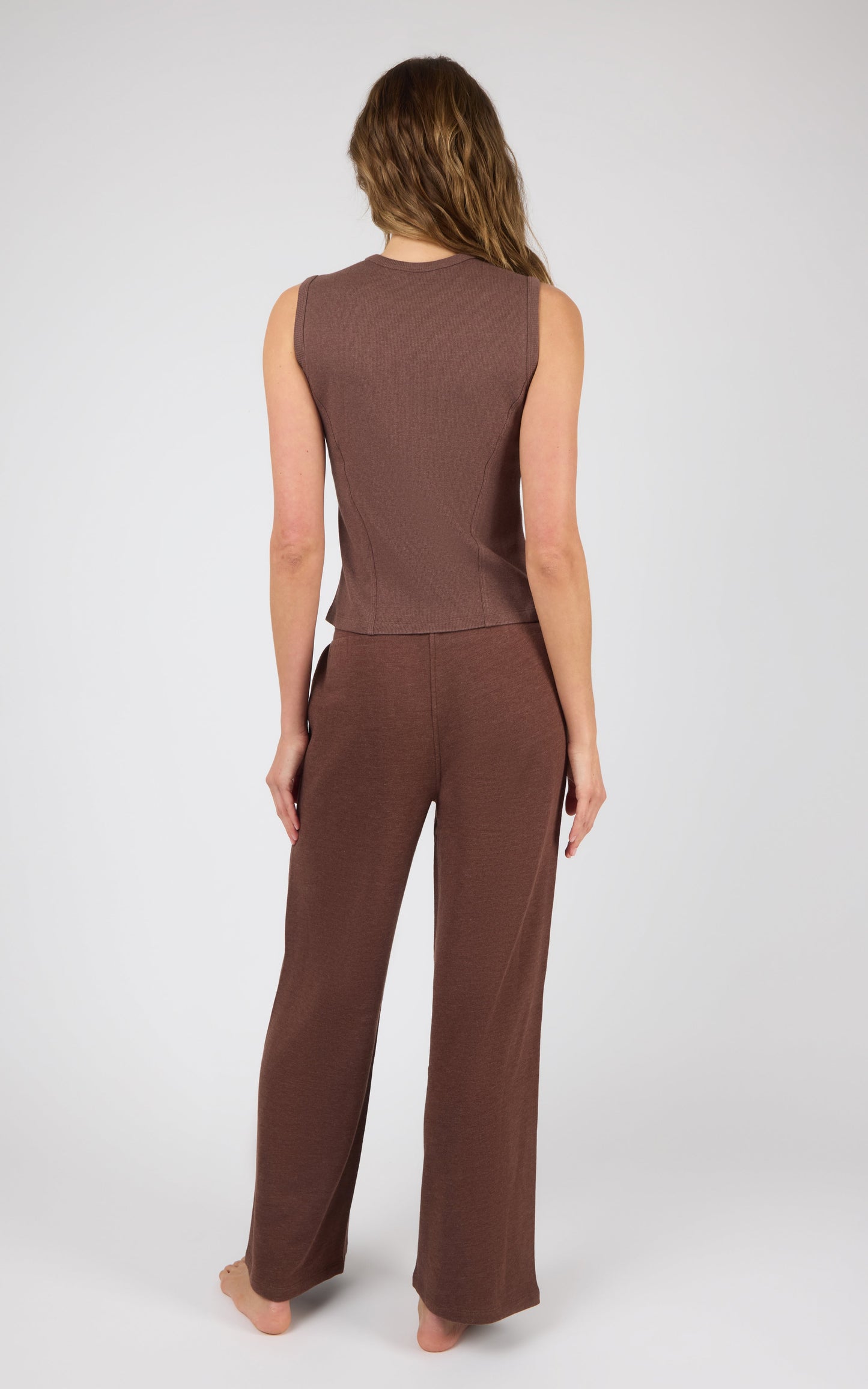 Ribbed Tank & Loop Terry Wide Leg Pant Set