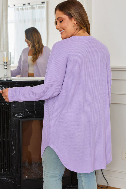 Threaded Pear Rosie Waffle Knit Front PLUS Cardigan