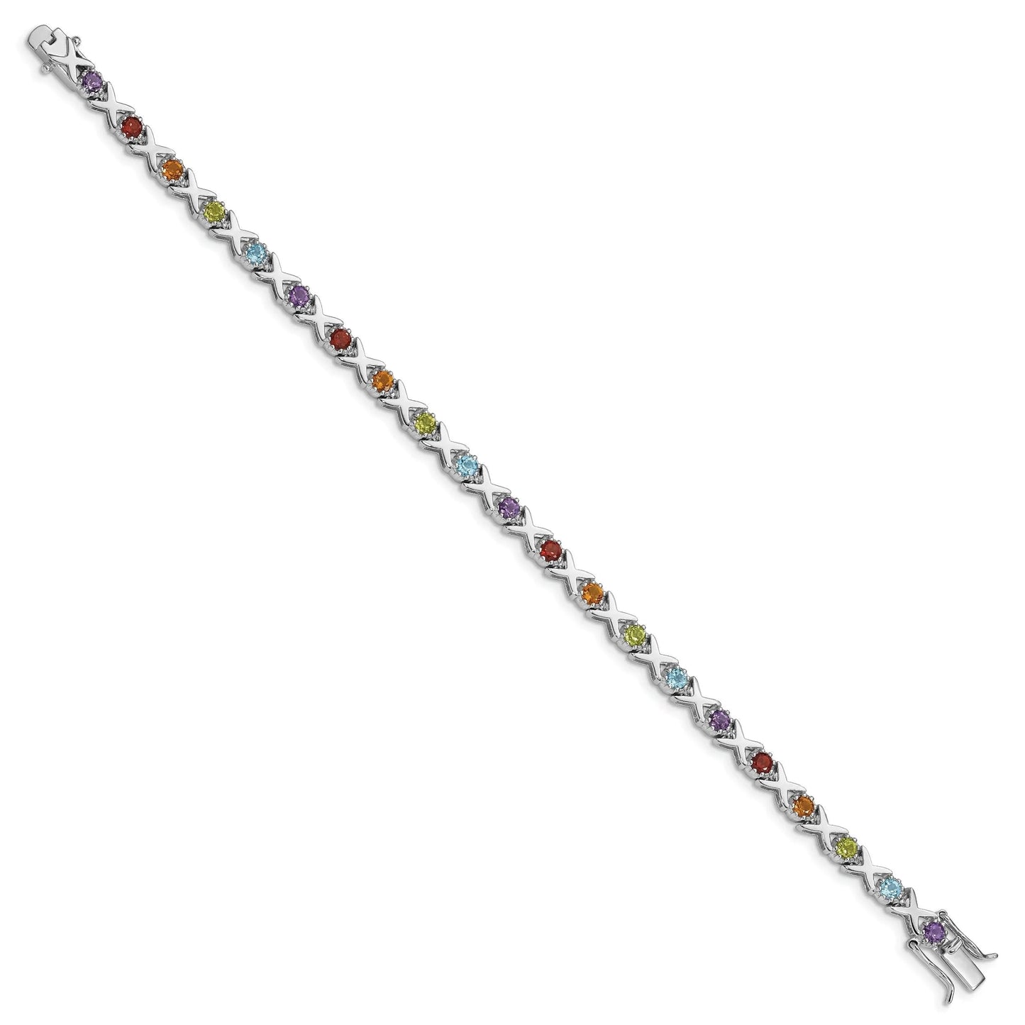 Natural Multi Stone Bracelet Sterling Silver