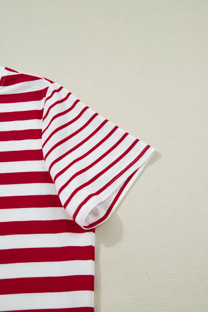 Threaded Pear June Stripe Patchwork T Shirt