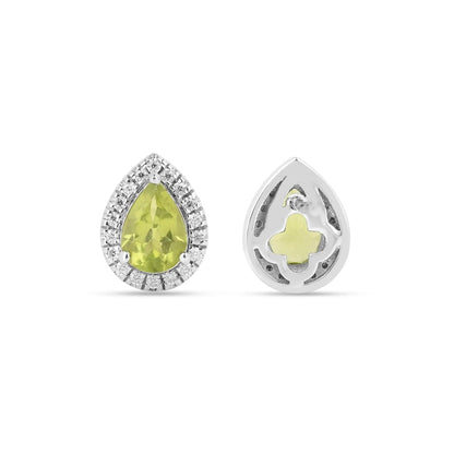 Silver Natural Pear Shaped Peridot Earrings & Necklace Jewelry Sets