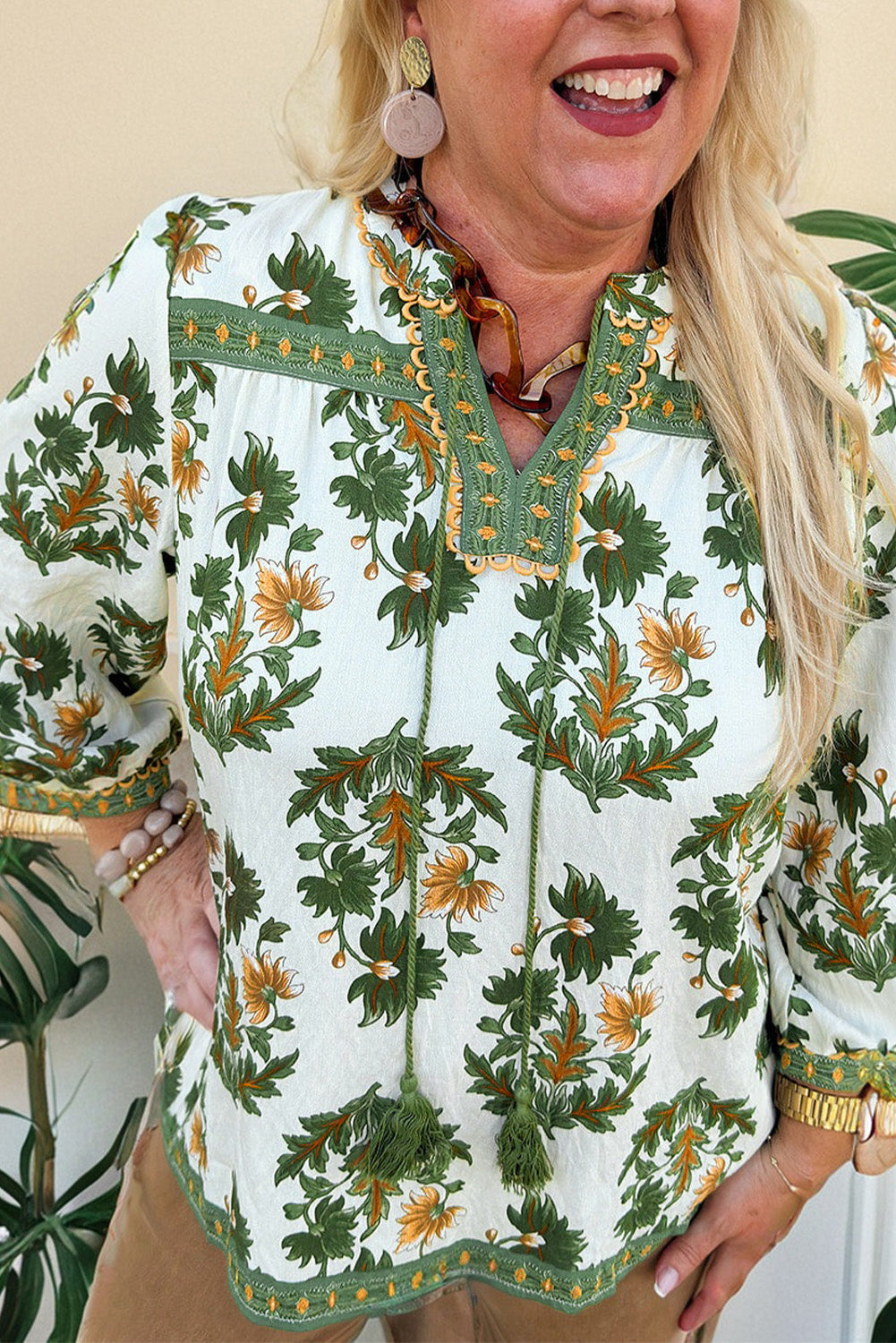 Threaded Pear Kira 3 4 Sleeve PLUS Blouse