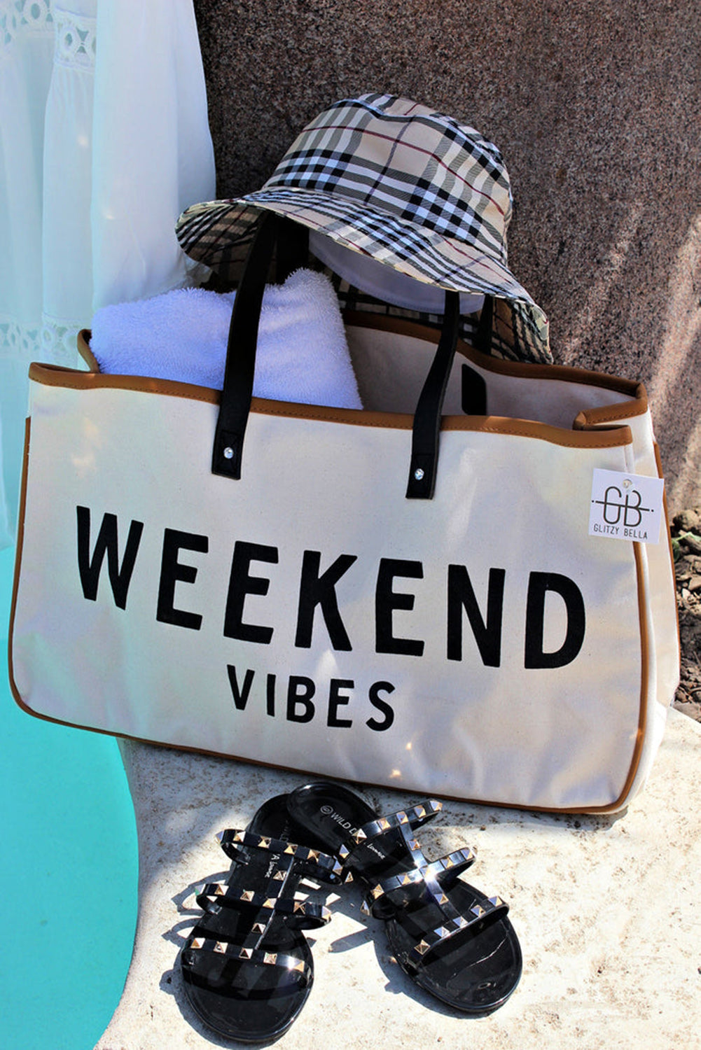 Threaded Pear Alicia WEEKEND VIBES Canvas Tote