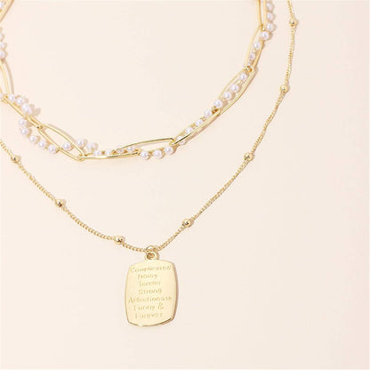 Pearl & Goldtone 'Mother & Daughter' Pendant Necklace Set