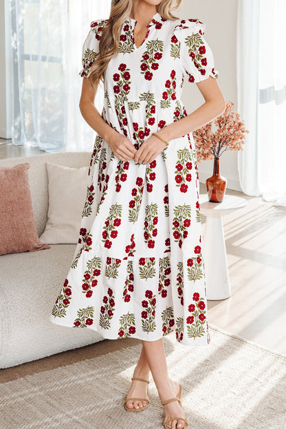 Threaded Pear Promise Sleeve Tiered Maxi Dress
