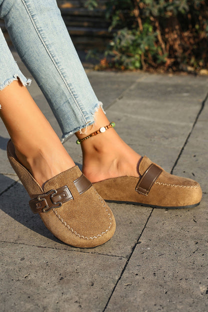 Threaded Pear Ayleen Leather Strap Mules