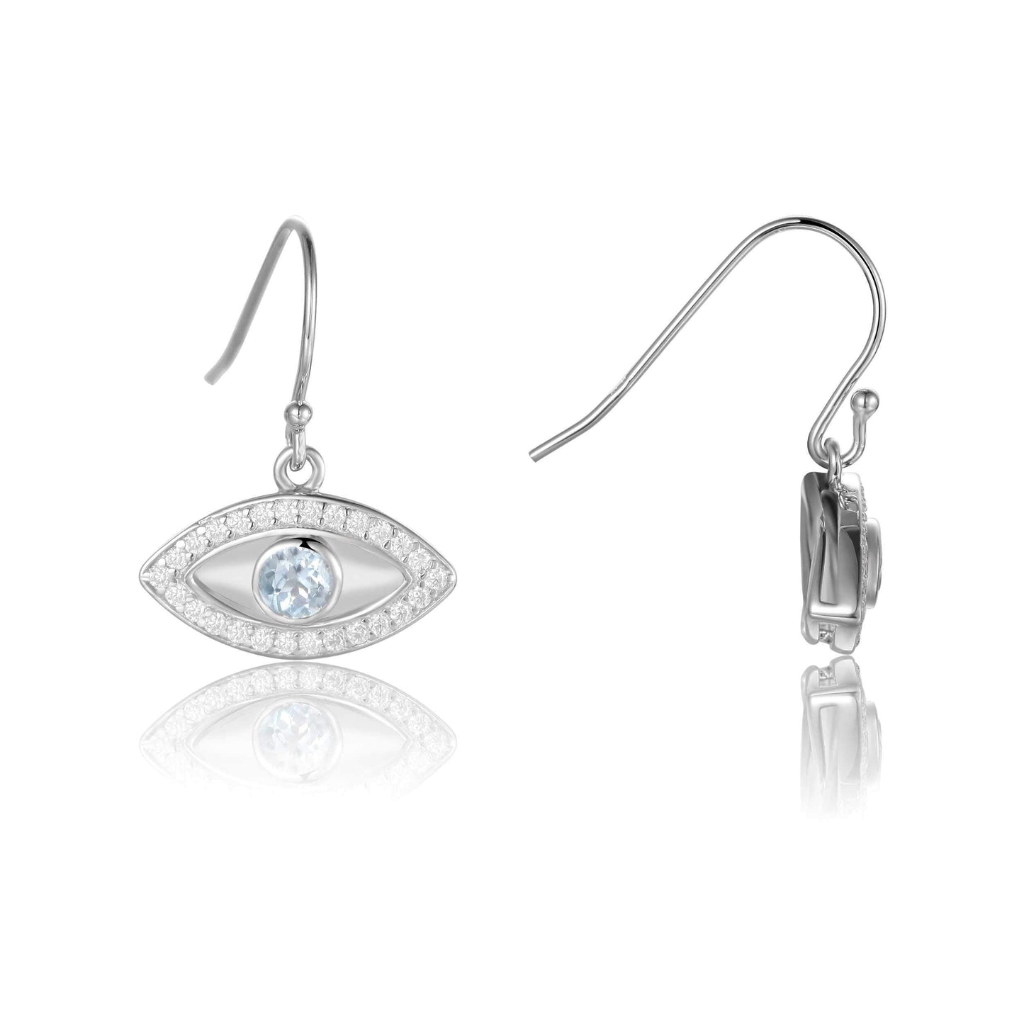 Blue Topaz Evil Eye Earrings