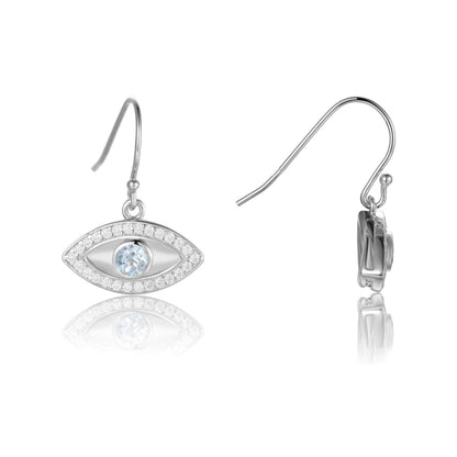 Blue Topaz Evil Eye Earrings