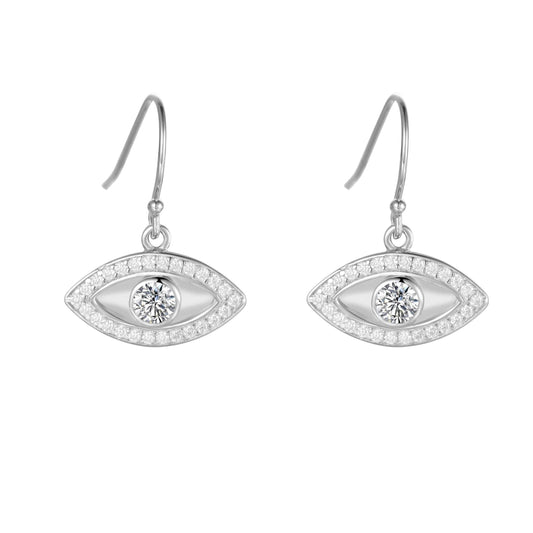 White Topaz Evil Eye Earrings