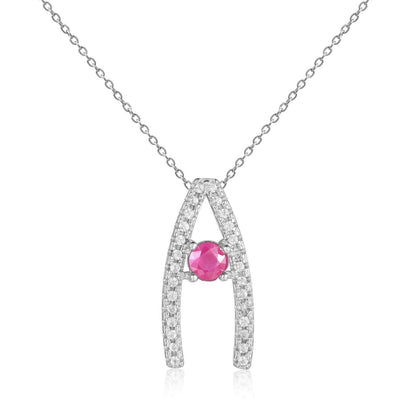 Ruby Letter "A" Round Shaped Necklace