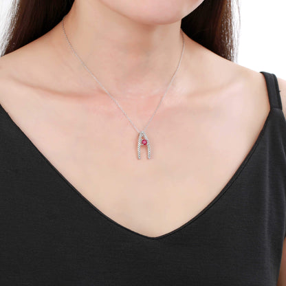 Ruby Letter "A" Round Shaped Necklace
