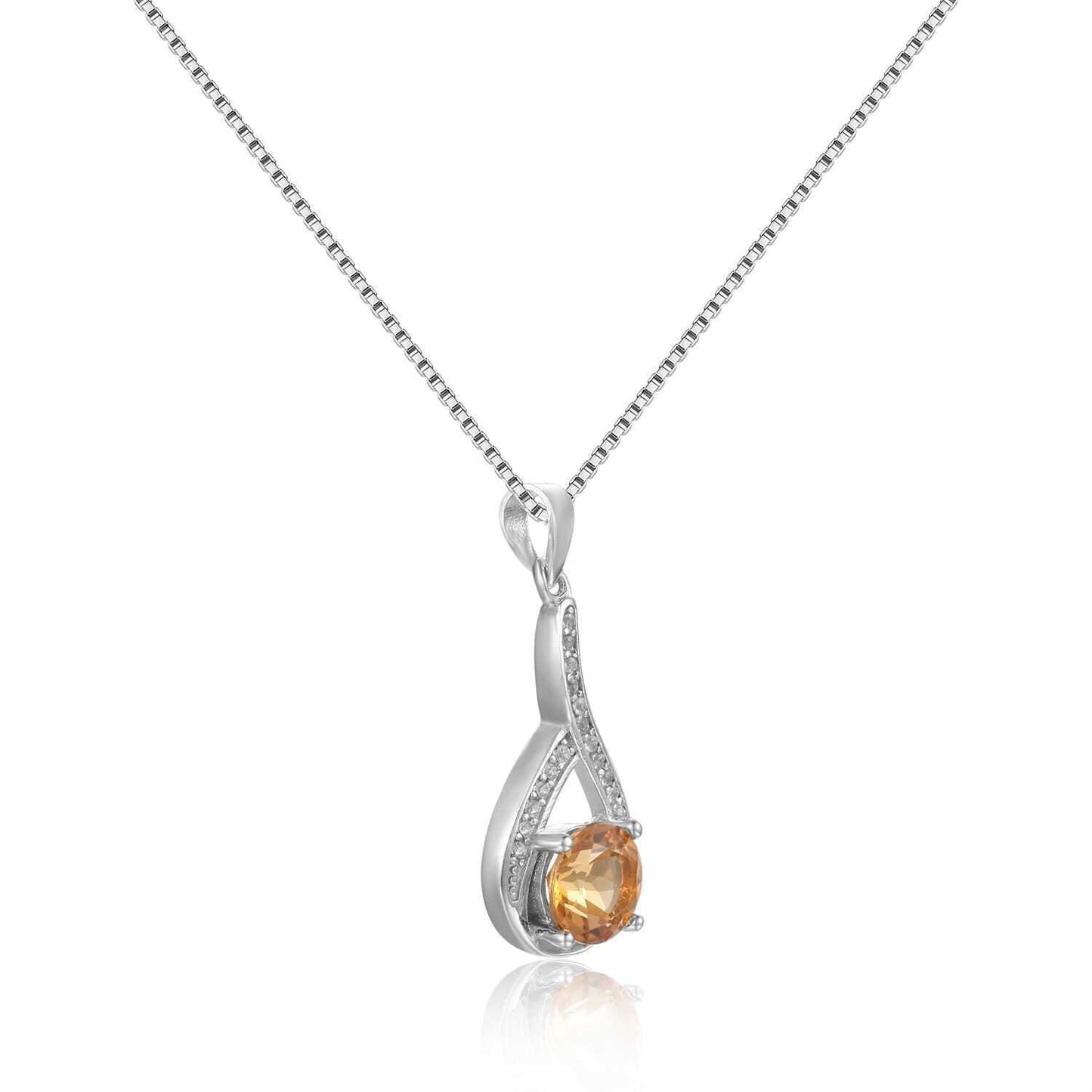 Citrine Round Pendant Necklace