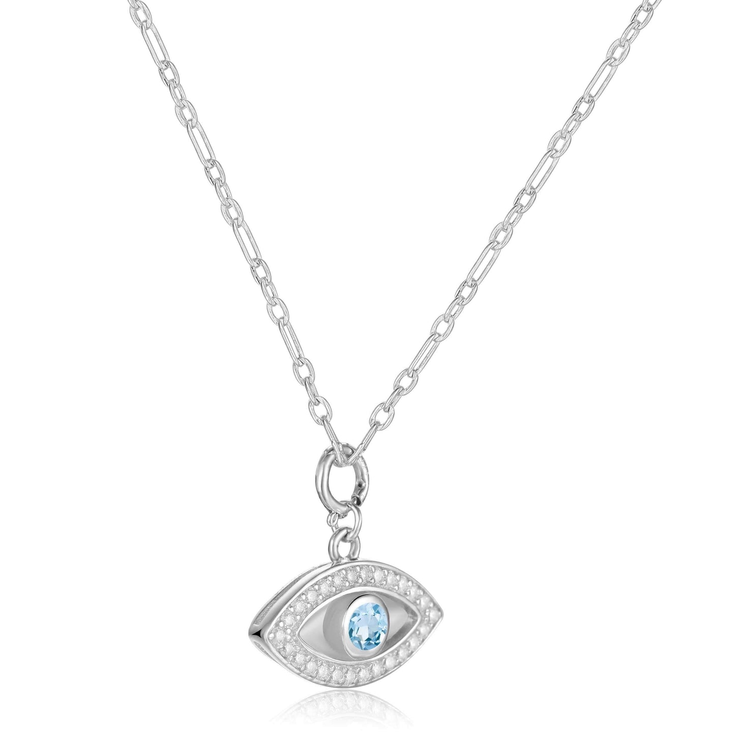 Blue Topaz Evil Eye Necklace