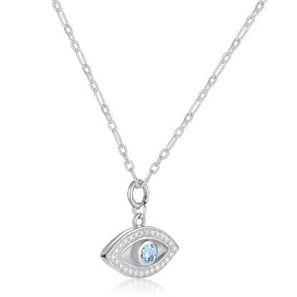 Blue Topaz Evil Eye Necklace