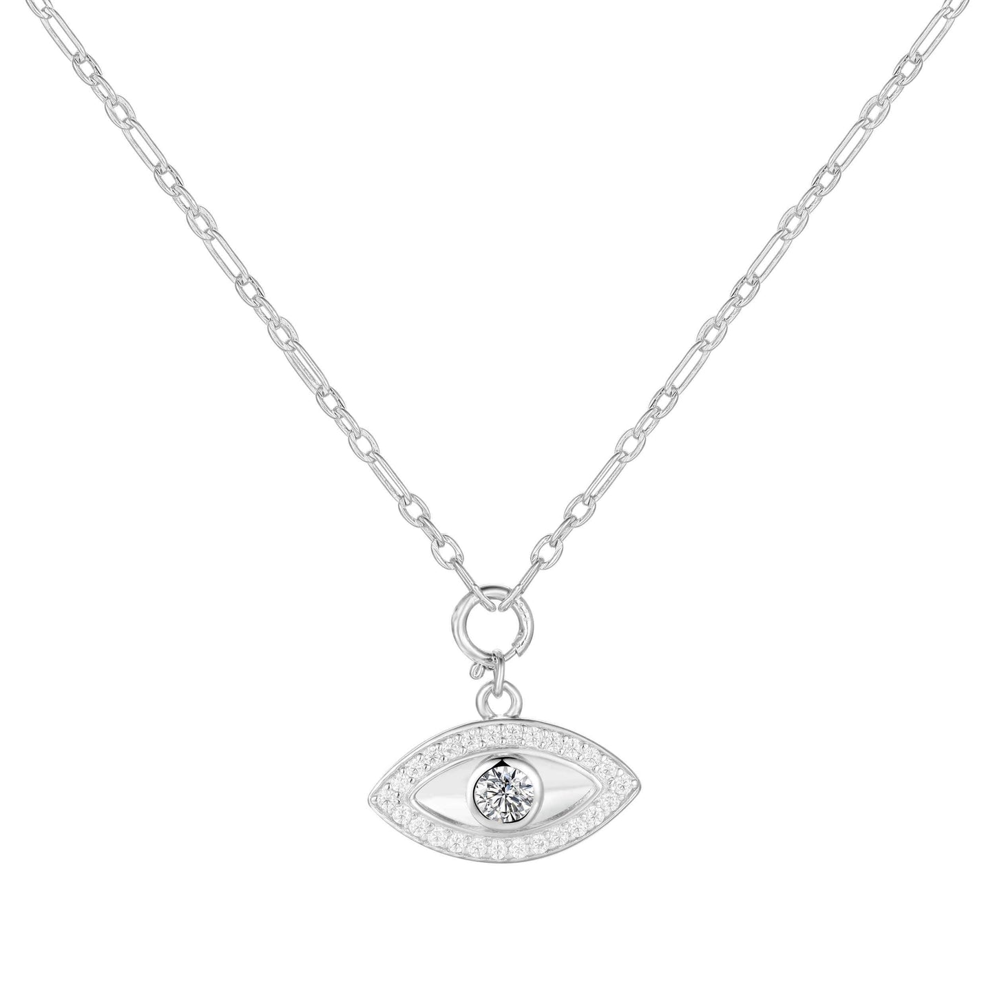 White Topaz Evil Eye Necklace