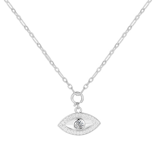 White Topaz Evil Eye Necklace