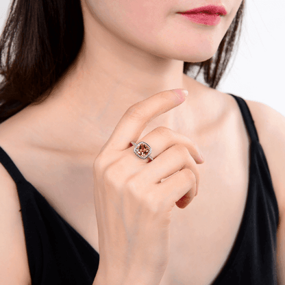 1.95 Ct Cushion Yellow Citrine Prong Silver Halo Statement Ring
