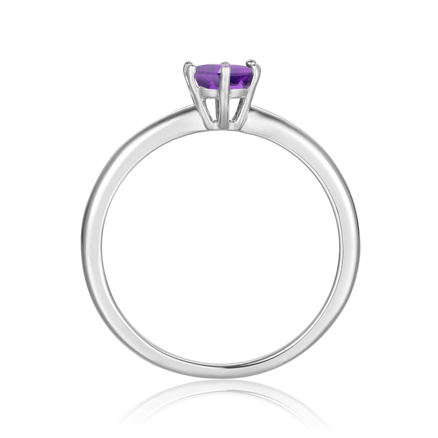 1 Ct Oval Purple Amethyst Prong Silver Solitaire Ring