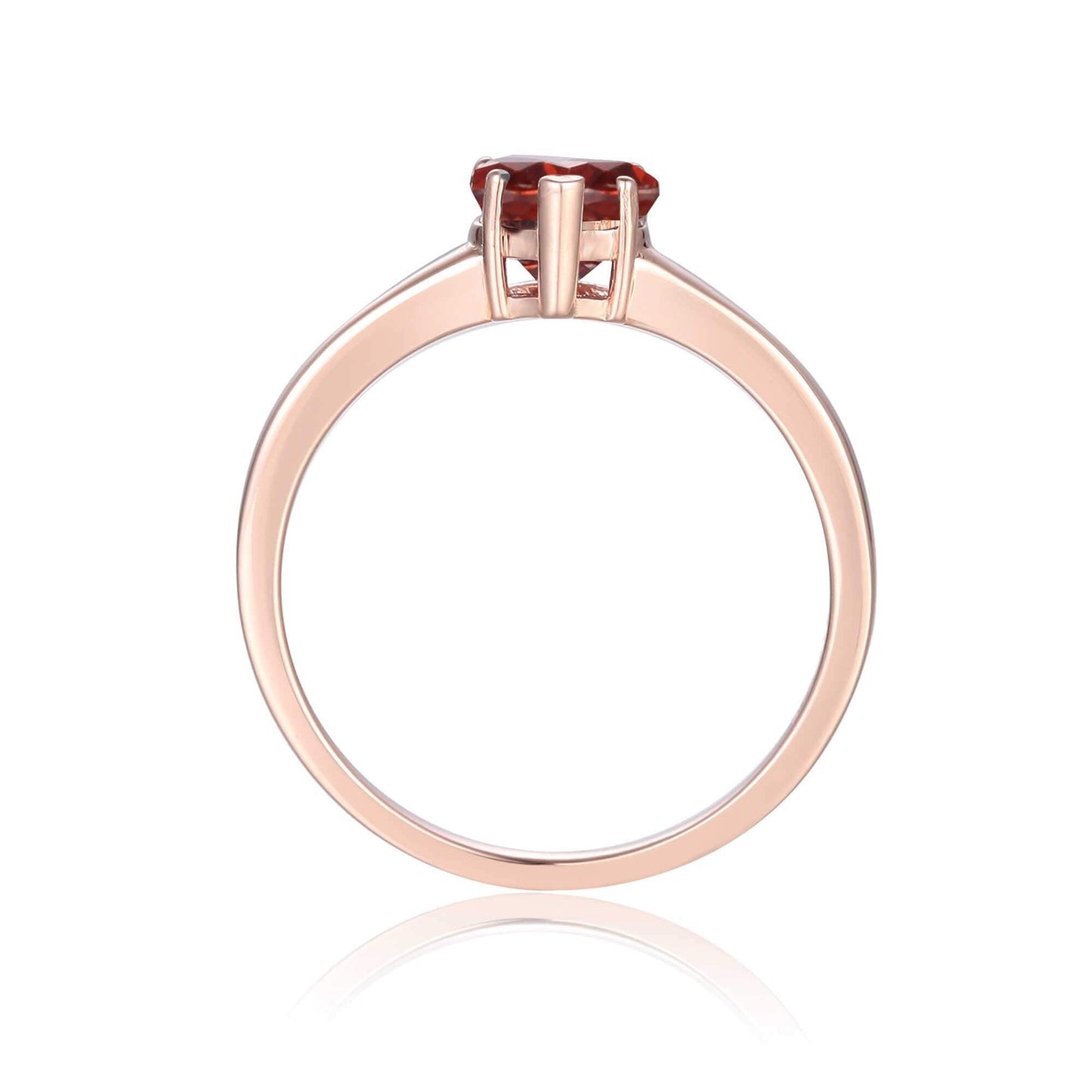 1.00 Ct Heart Red Garnet Prong Silver Solitaire Ring