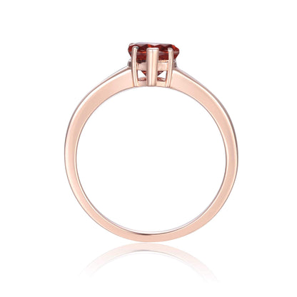 1.00 Ct Heart Red Garnet Prong Silver Solitaire Ring