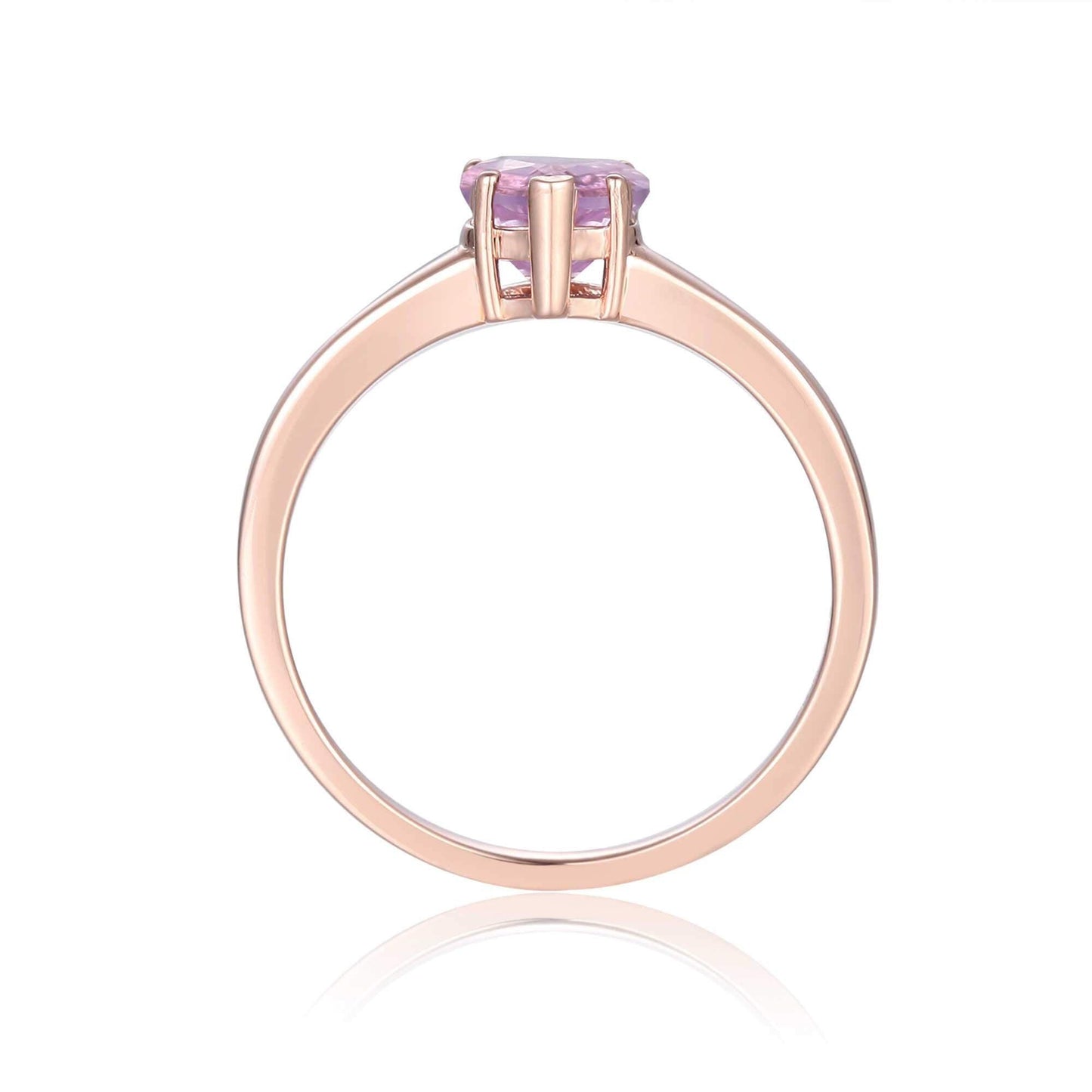 0.85 Ct Heart Pink Amethyst Prong Silver Solitaire Ring