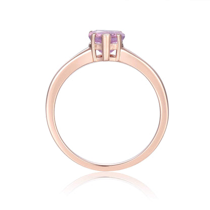 0.85 Ct Heart Pink Amethyst Prong Silver Solitaire Ring