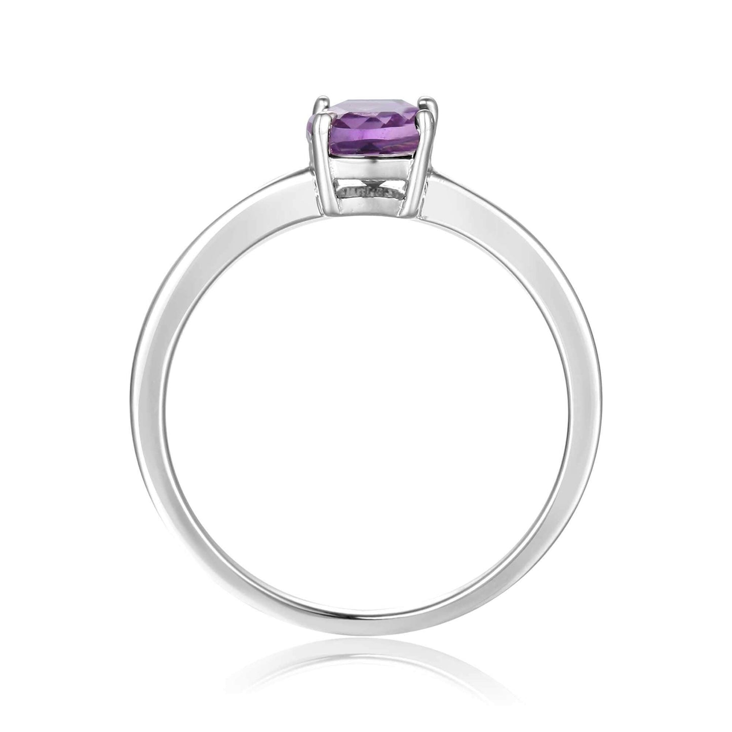 0.85 Ct Cushion Purple Amethyst Prong Silver Solitaire Engagement Ring