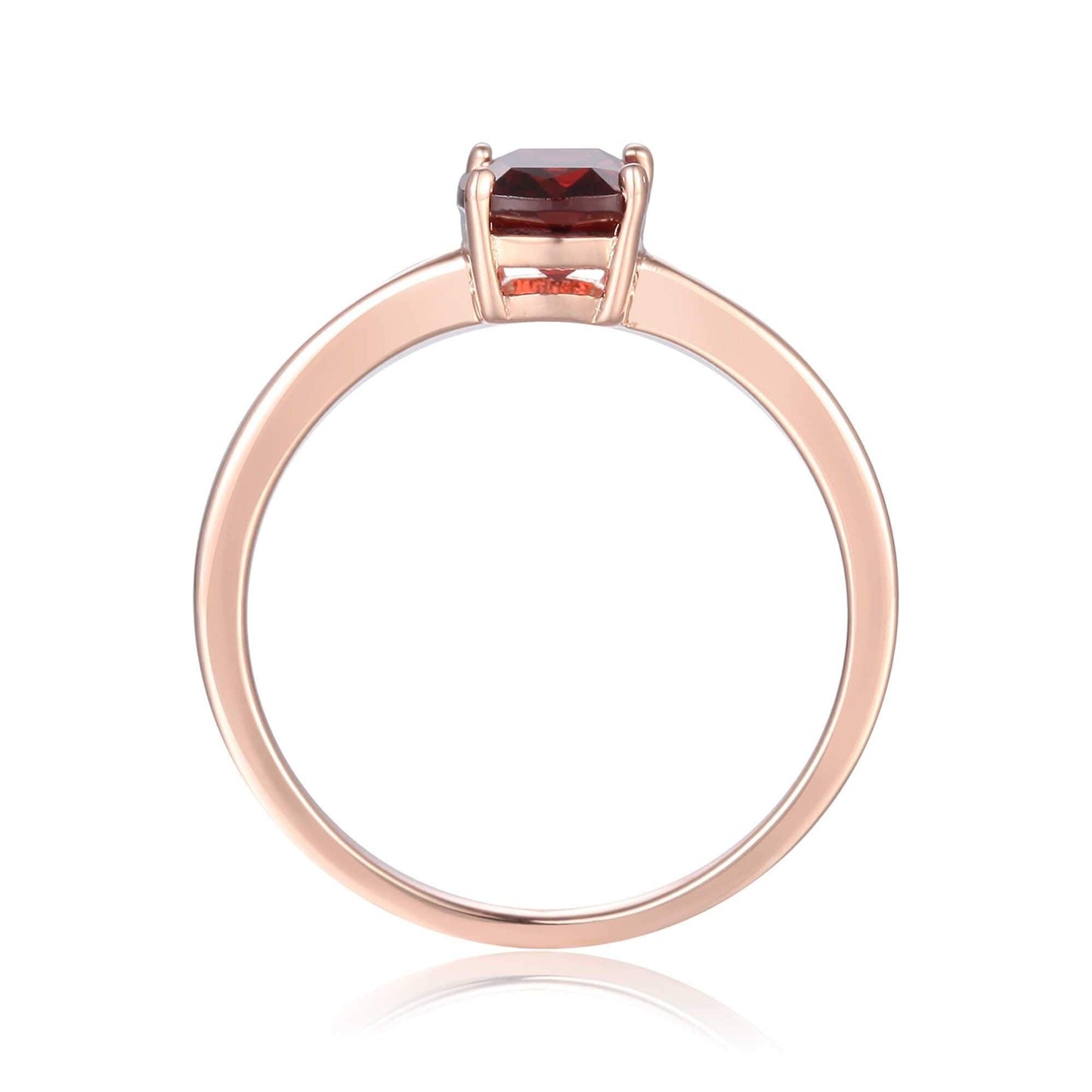 1.00 Ct Cushion Red Garnet Prong Silver Solitaire Ring