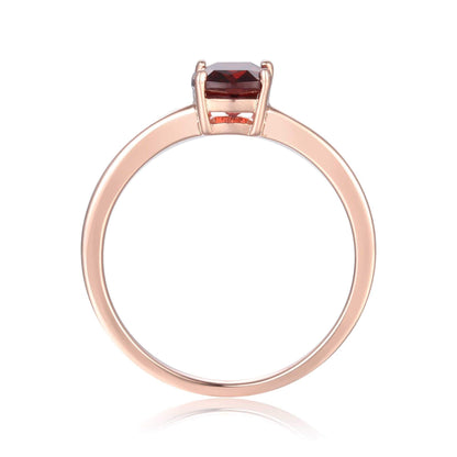 1.00 Ct Cushion Red Garnet Prong Silver Solitaire Ring