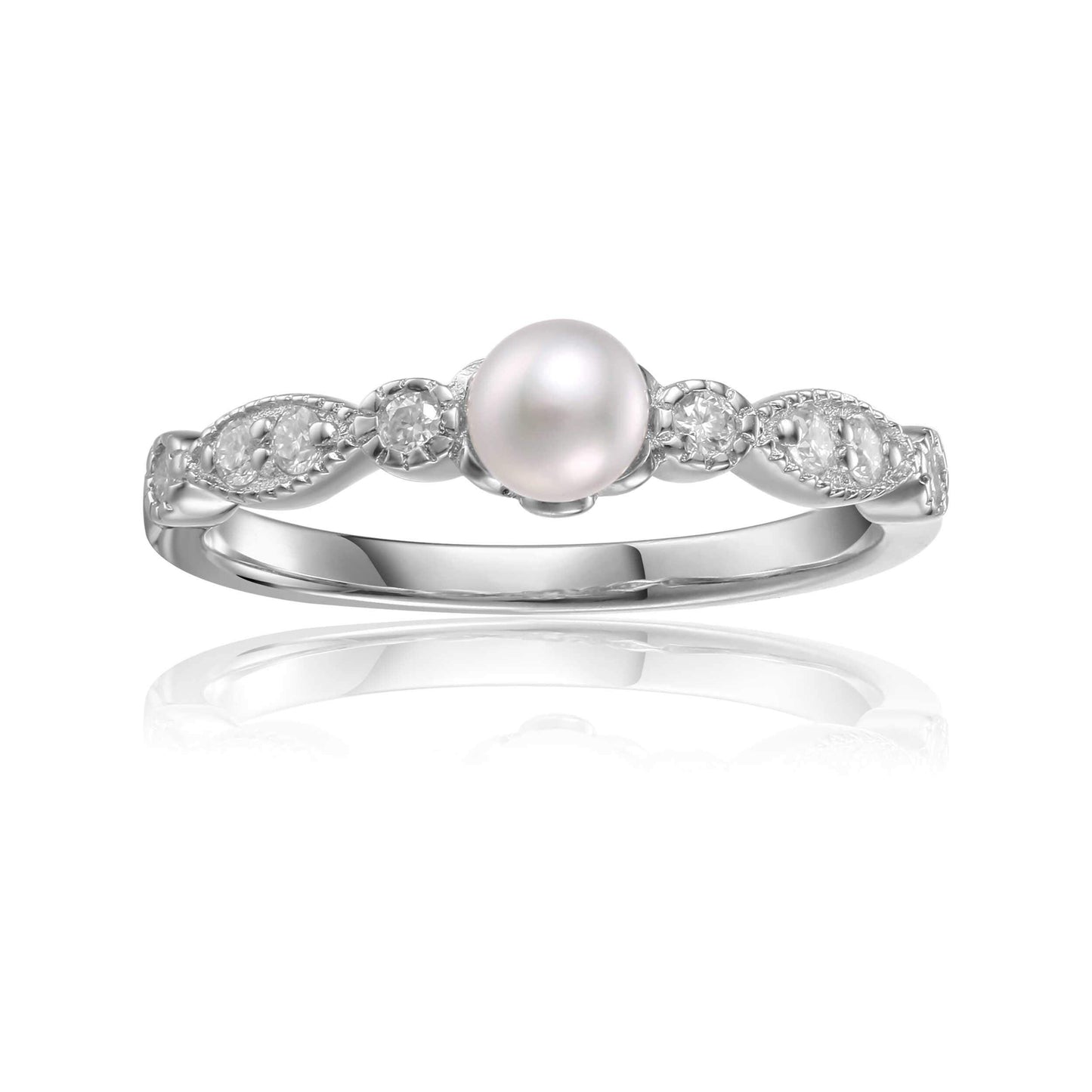 Round Pearl Solitaire Ring