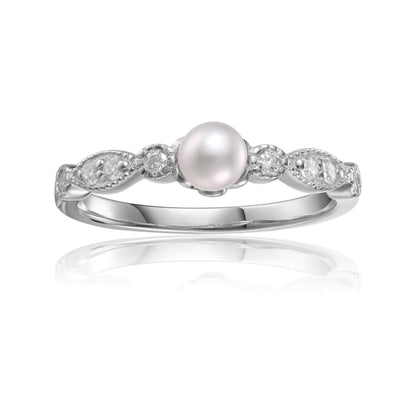 Round Pearl Solitaire Ring