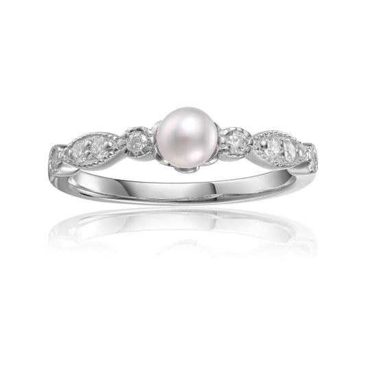 Round Pearl Solitaire Ring