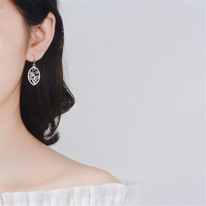 Moonstone & Silvertone Botany Dangle Earrings