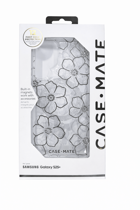 Case-Mate Samsung Galaxy S25 Plus Case [Magnetic and Wireless Charging] - Sparkly Floral Phone Cover with 12ft Drop Protection - Premium Phone Case for Samsung Galaxy S25 Plus 6.7" - Floral Gems