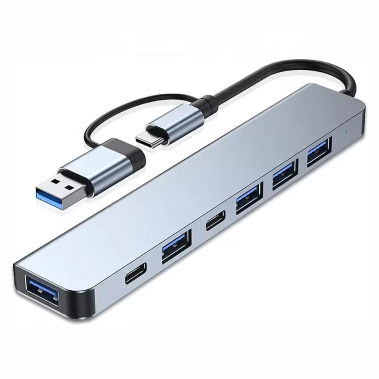KENRO 7-in-1 USB-C Hub – Aluminum Multiport Adapter with USB 3.0/2.0 for Laptop & Computer - Gray