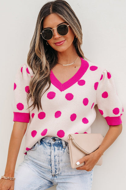 Threaded Pear Alexia Puff Short Sleeve Sweater