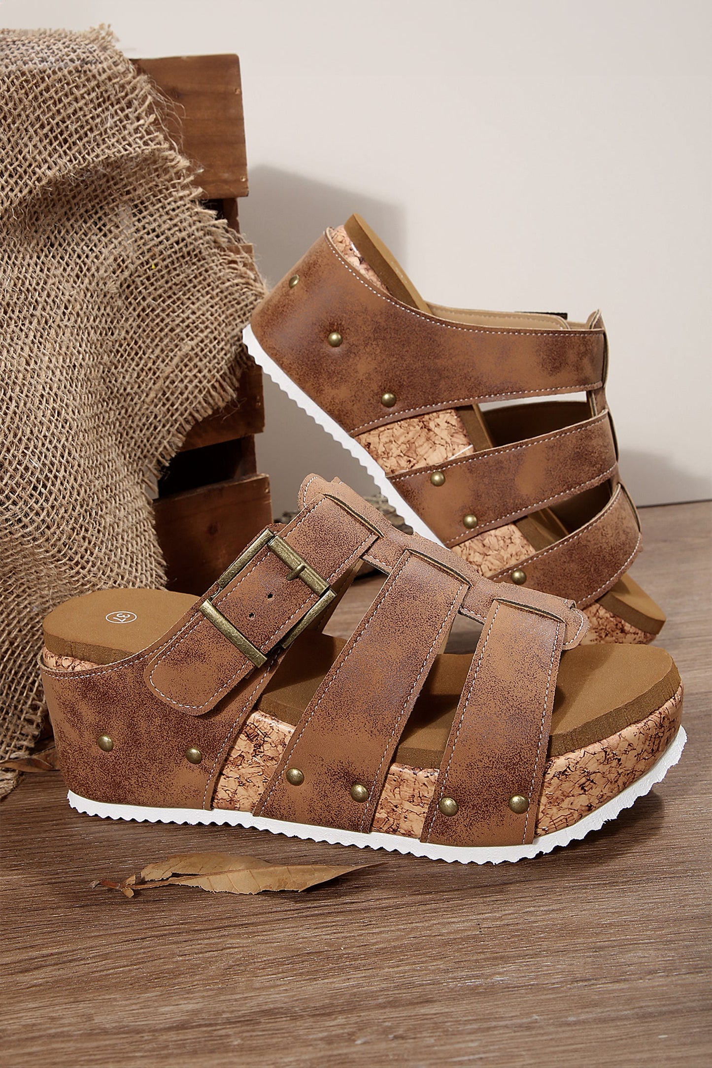 Threaded Pear Melody Cork Wedge Platform Sandals