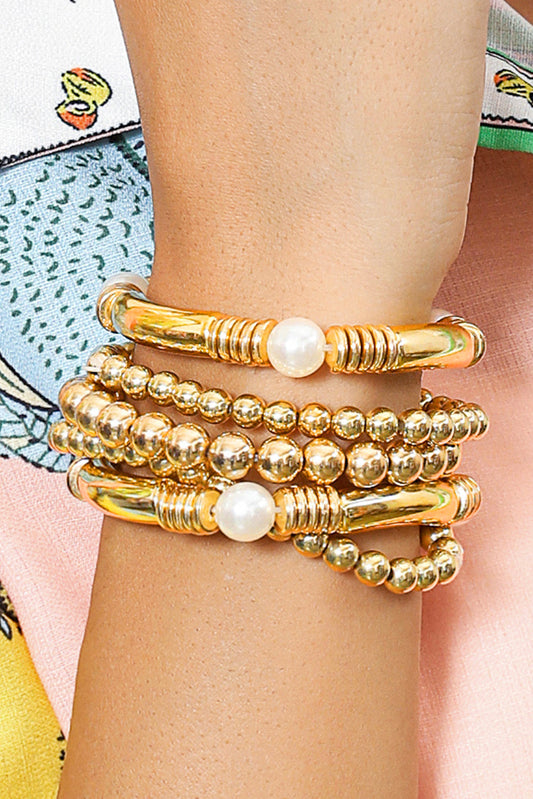 Threaded Pear Zoe Plated Beaded Bracelet Set