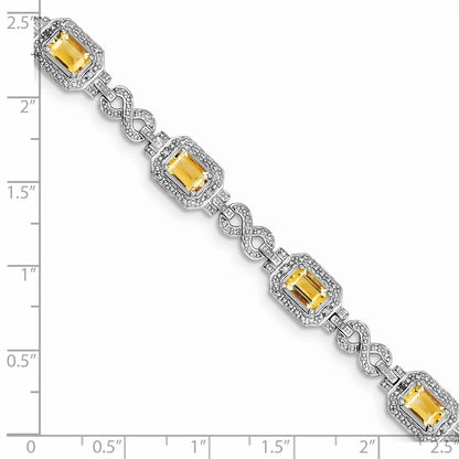 Genuine Citrine Diamond Infinity Link Bracelet