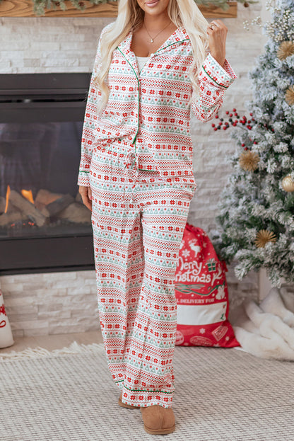 Threaded Pear Sarai Christmas Pattern Print Shirt