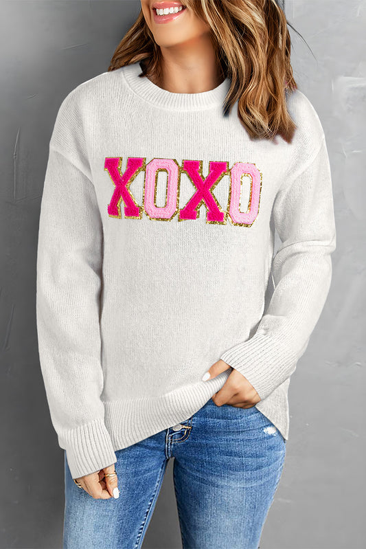 Threaded Pear Robin Glitter Print Casual Sweater