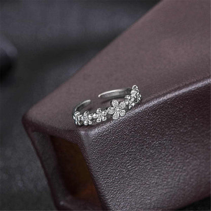 Cubic Zirconia & Silvertone Adjustable Botany Toe Ring Set