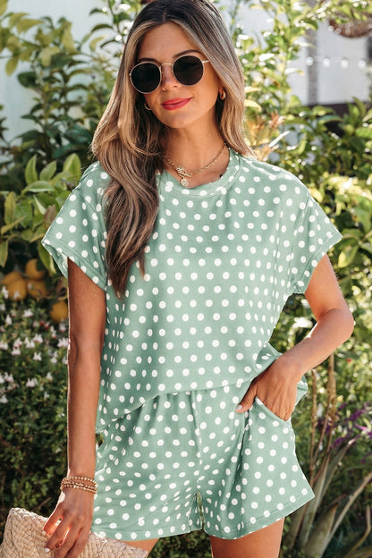 Threaded Pear Brittany Dot Print Short Set