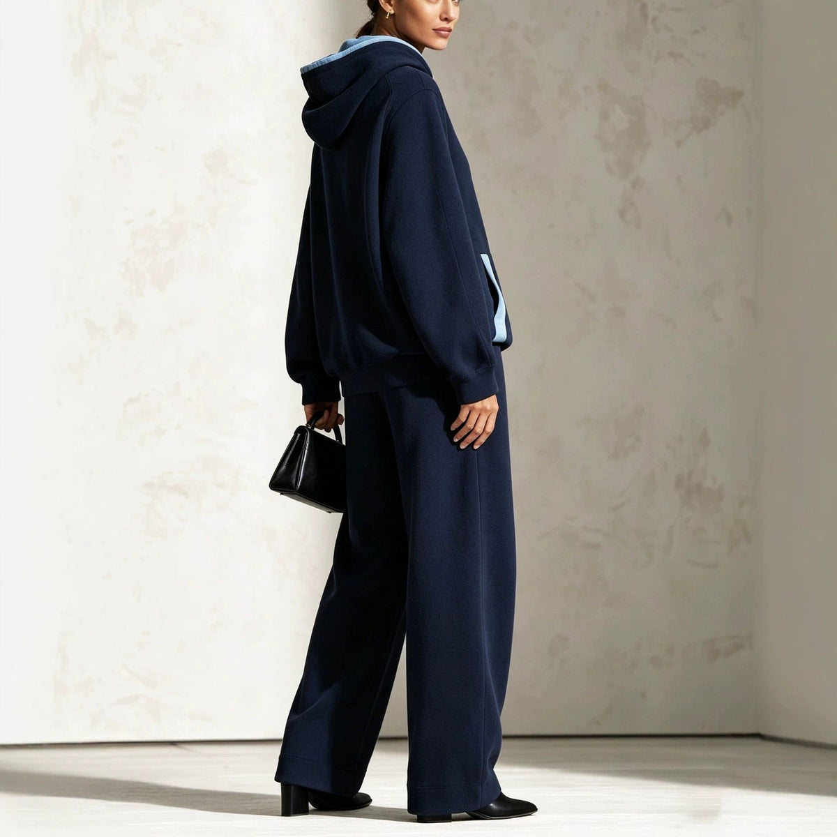 Women's Colour-Block Oversized Raglan Hoodie & Wide-Leg Trouser Set