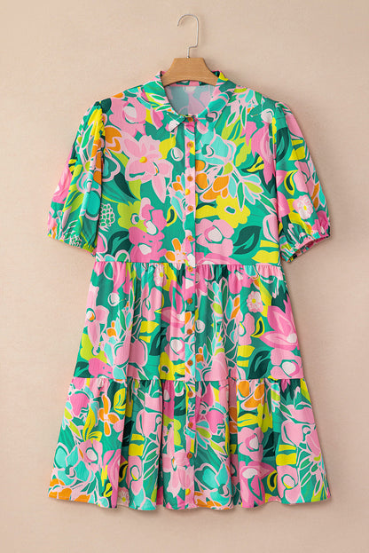 Threaded Pear Brynleigh Floral Puff Sleeve Babydoll Dress