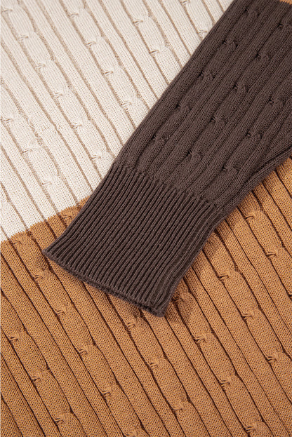 Threaded Pear Madison Colorblock Cable Knit Sweater